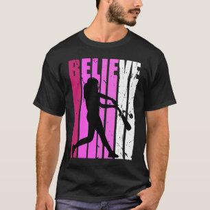 T-shirt Le Ventilateur De Baseball Rose Softball Croit Mot