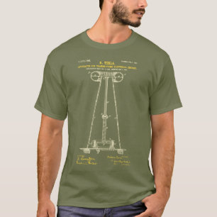T-shirt Le vert de la fatigue du charbon de Tesla