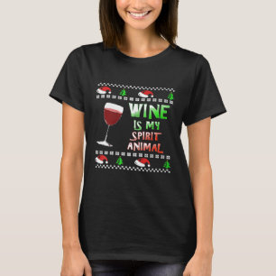 T-shirt Le vin pour femmes est mon animal spirituel UGLY C