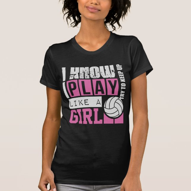 T-shirt le volleyball de jeu aiment une fille (Devant)