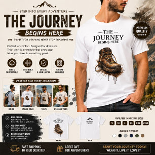 T-shirt "Le voyage commence ici - Bottes de randonnée robu