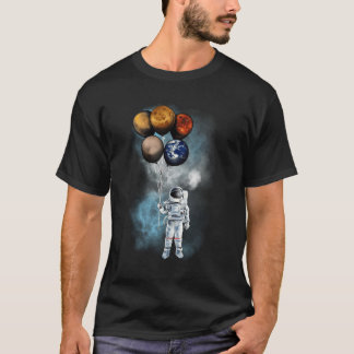 T-shirt Le Voyage De L'Astronaute Spaceman Planètes Longte