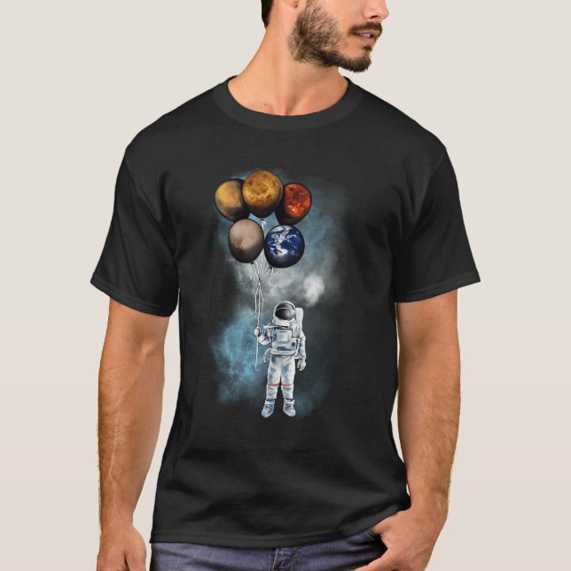 T-shirt Le Voyage De L'Astronaute Spaceman Planètes Longte (Devant)