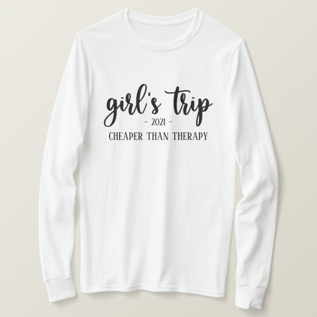 T-shirt Le voyage des filles moins cher que la thérapie am (Design devant)