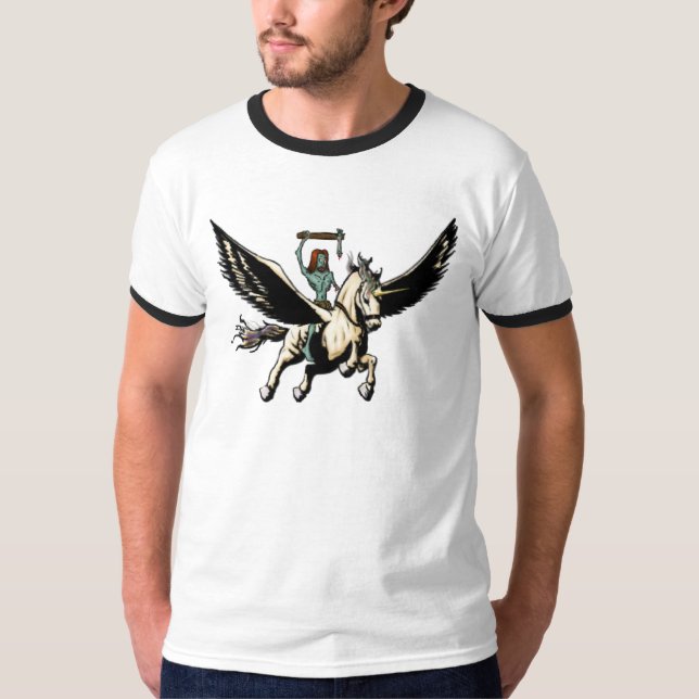 T-shirt Le zombi Jésus monte Pegasus à la gloire (Devant)