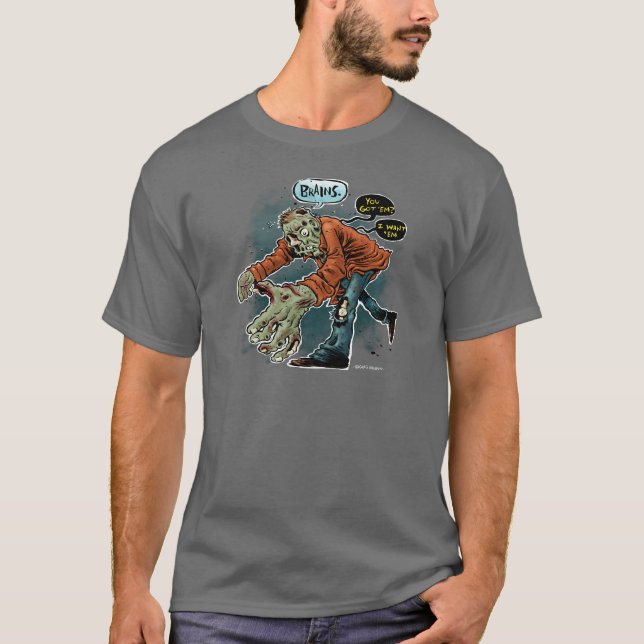 T-shirt Le zombi veulent des cerveaux (Devant)