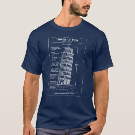 T-shirt Leaning Pisa Tower Blueprint Art
