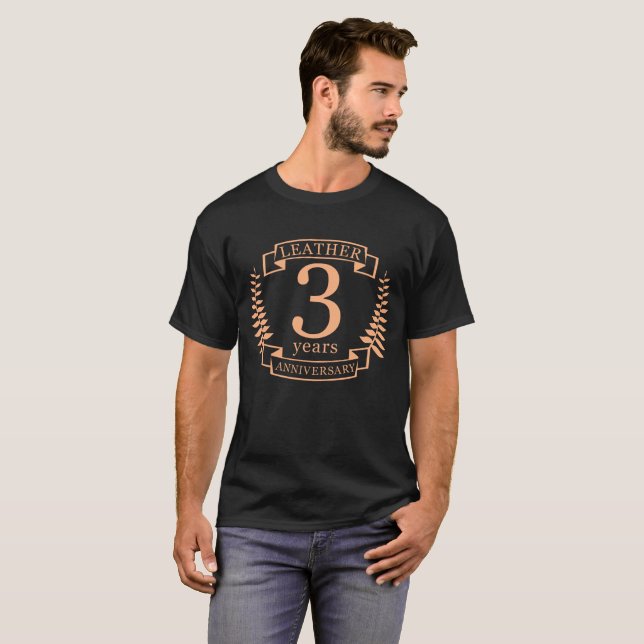 T-shirt Leather 3 ans mariage anniversaire (Devant entier)