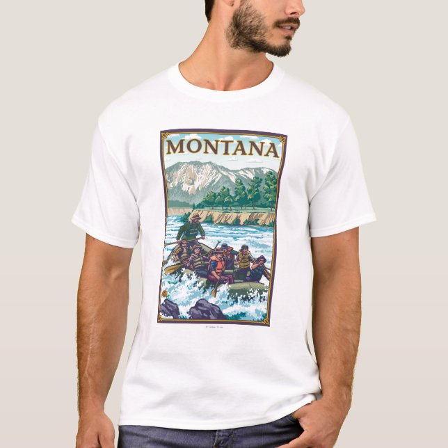T-shirt L'eau blanche transportant par radeau - le Montana (Devant)