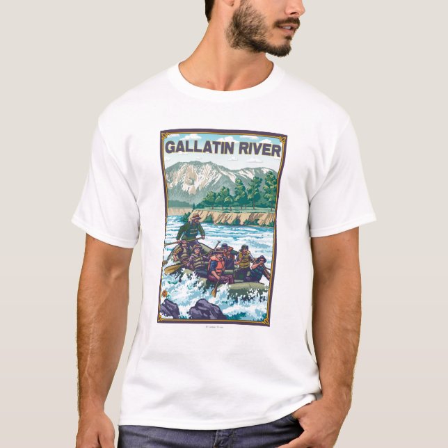 T-shirt L'eau blanche transportant par radeau - rivière de (Devant)