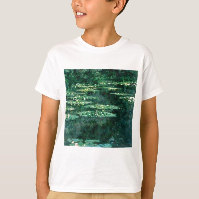 T-shirt L'EAU MENSONNE EN ÉTANG VERT par Claude Monet (Devant)