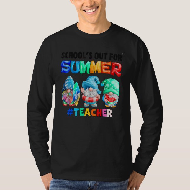 T-shirt L'école est dehors pour l'été enseignant Gnome vac (Devant)
