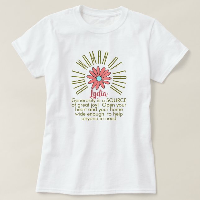 T-shirt Leçon pour les femmes de la Bible Lydia Christian (Design devant)