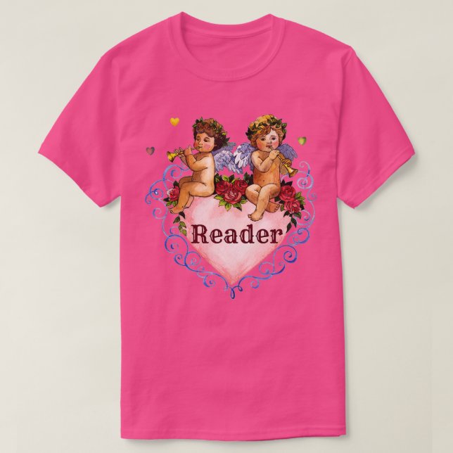 T-shirt Lecteur cadeau de fête de mariage anges chérubs co (Design devant)
