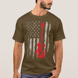 T-shirt Lecteur de basse électrique Patriotic American Fla