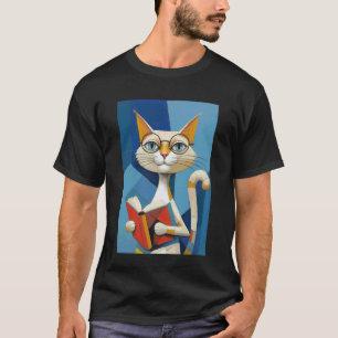 T-shirt Lecteur de chat cubiste Art boho livresque
