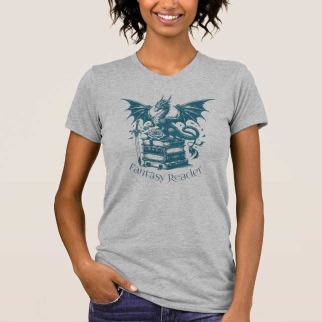 T-shirt Lecteur d'Imaginaire Dragon and Books (Devant)