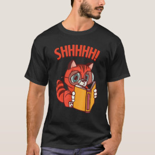 T-shirt Lecteur Félin Enseignant Silence Lecteur Avide Bib