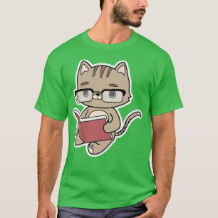 T-shirt Lecture de chat avec livre
