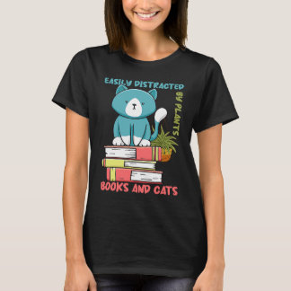 T-shirt Lecture de livres Facilement distrait par les plan