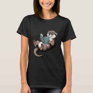 T-shirt Lecture de loutre mignonne amateur de livres Art a