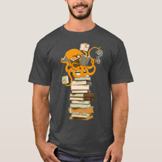 T-shirt Lecture Octopus thé café et livres cadeau