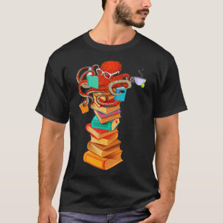 T-shirt Lecture Octopus Thé Café Livre Lover Bookworm Rea