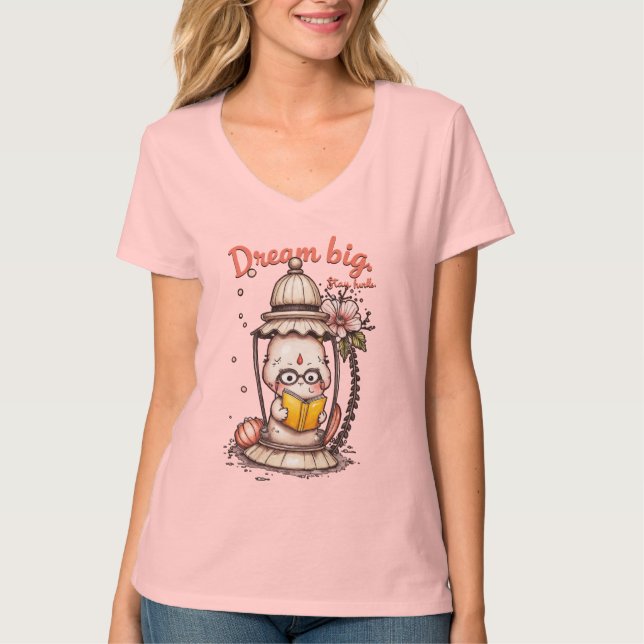 T-shirt Lecture Whimsical Bouddha Lantern Design (Devant)