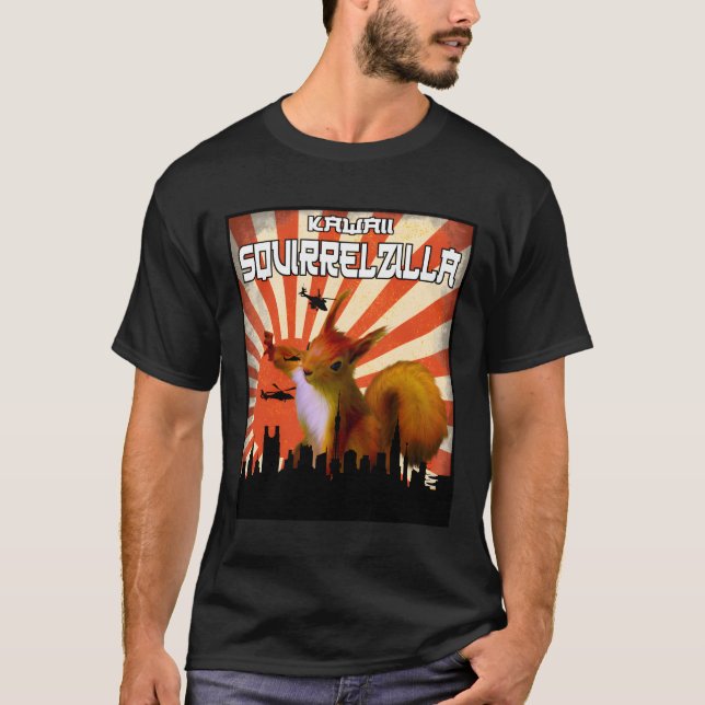 T-shirt L'écureuil Zilla porte un écureuil mignon Tee Kaw (Devant)