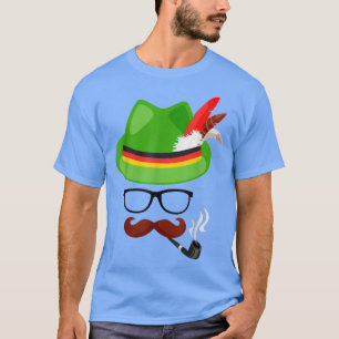 T-shirt Lederhosen Oktoberfest Allemand Visage Lunettes Ha
