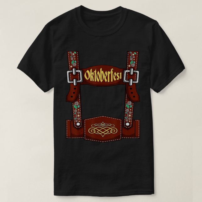 T-shirt Lederhosen Suspenders Oktoberfest Bavarian Munich  (Design devant)