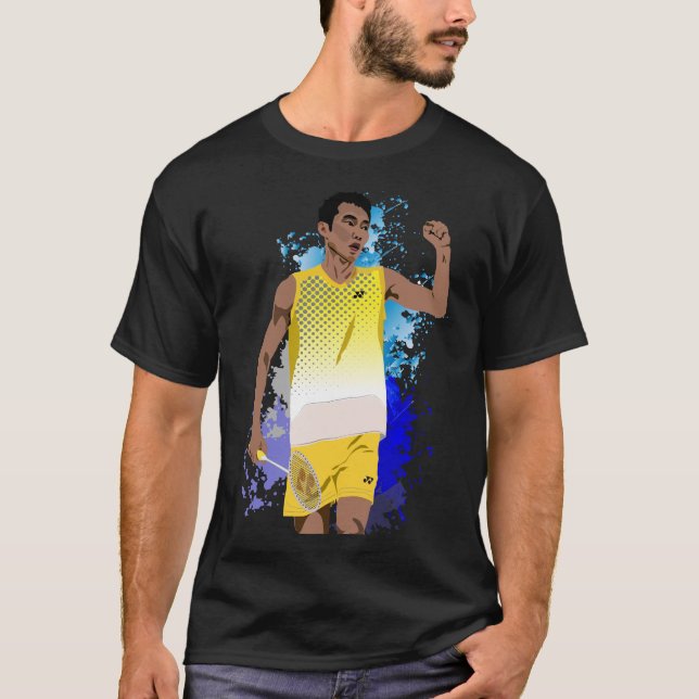 T-shirt Lee Chong Wei Cartoon Black - Badminton (Devant)
