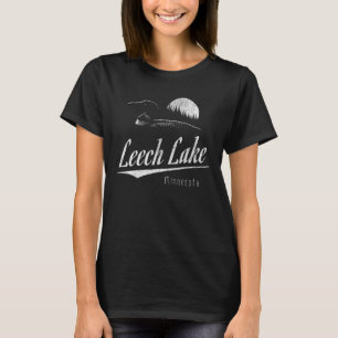 T-shirt Leech Lake Minnesota avec Loin et coucher de solei