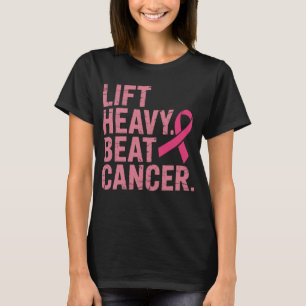 T-shirt Left Heavy Beat Cancer Pink Ribbon Fitness Guerrie