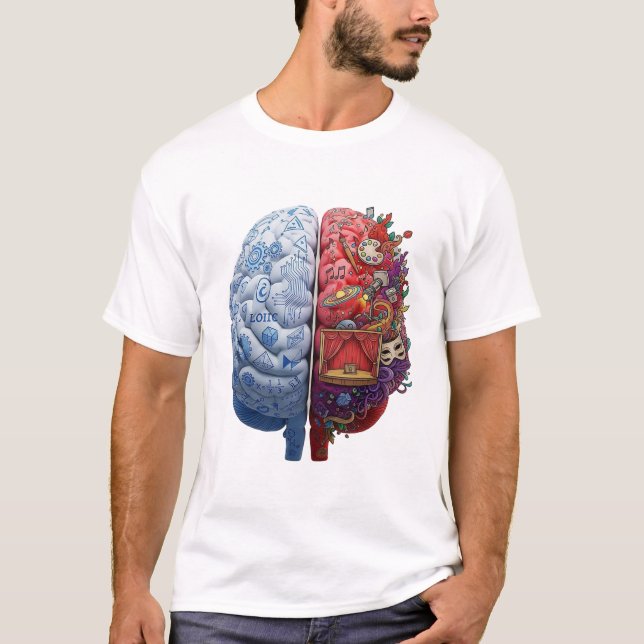 T-shirt Left vs. Right Brain: A Visual Illustration of Log (Devant)