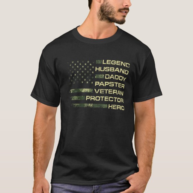 T-shirt Legend Husband Daddy Papster Veteran Protector Her (Devant)