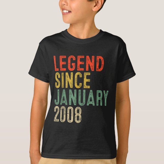 T-shirt Legend Since January 2008 18th Birthday 18 Year Ol (Devant)