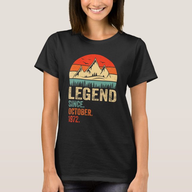 T-shirt Legend Since October 1972 Retro 50 Years Old 50th  (Devant)