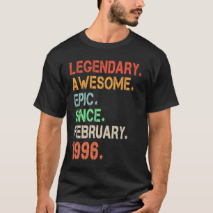 T-shirt Légendaire Épopée Awesome depuis février 1996 Rétr