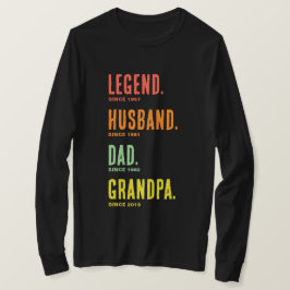 T-shirt Légendaire Mari Papa Grand-père Depuis Manches Lon