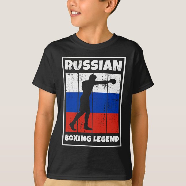 T-shirt Légende de la boxe russe avec drapeau pour la boît (Devant)