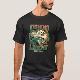 T-shirt Légende de la pêche Truite Pêcheur de bar depuis 2