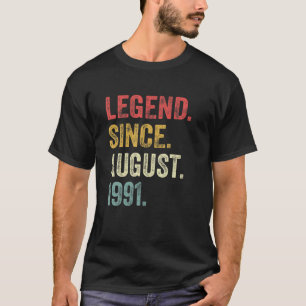 T-shirt Légende Depuis Août 1991 30E Cadeau Anniversaire 3