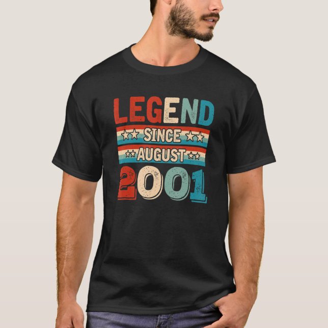 T-shirt Légende depuis août 2001 Rétro 21 ans 21e B (Devant)