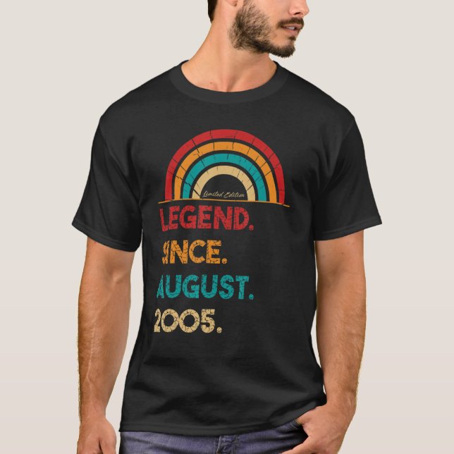 T-shirt Légende Depuis Août 2005 17ème Anniversaire Né En  (Devant)