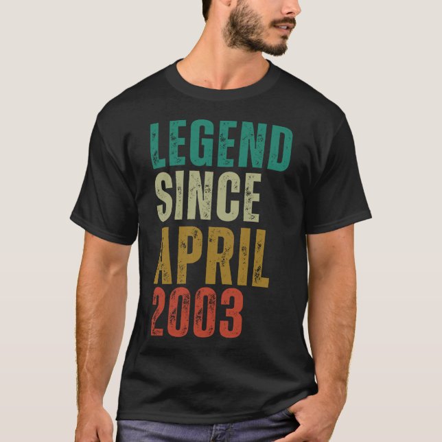 T-shirt Légende depuis avril 2003 18e anniversaire Cadeau  (Devant)