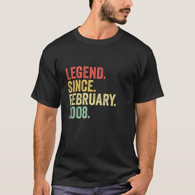 T-shirt Légende depuis février 2008 15 Ans Cadeaux 15e (Devant)