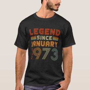 T-shirt Légende Depuis Janvier 1973 Hommes Femmes Vintage 