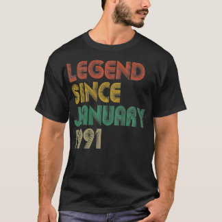 T-shirt Légende depuis janvier 1991 Rétro 30 ans 30e