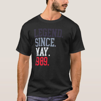 T-shirt Légende Depuis Mai 1989 Pour Hommes Femmes Mai 198